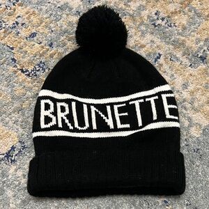 Brunette The Label Black and White Pom-Pom Hat